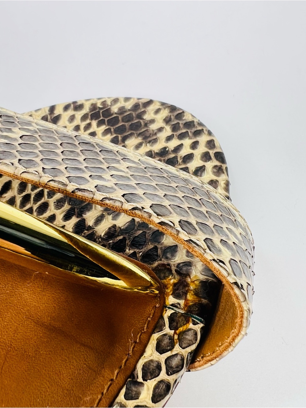 Tory Burch Savannah Snakeskin/Tan Wedge Ankle Strap Sandals Size 11 - Picture 7 of 15